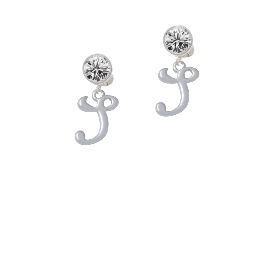 Small Gelato Script Initial - S - Crystal Clip On Earrings Image 1