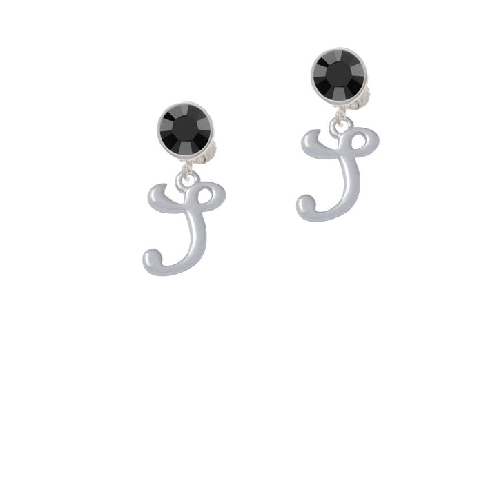 Small Gelato Script Initial - S - Crystal Clip On Earrings Image 3