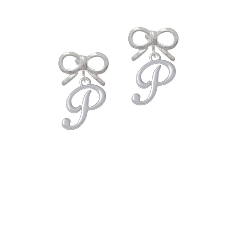 Small Gelato Script Initial - P - Crystal Clip On Earrings Image 9