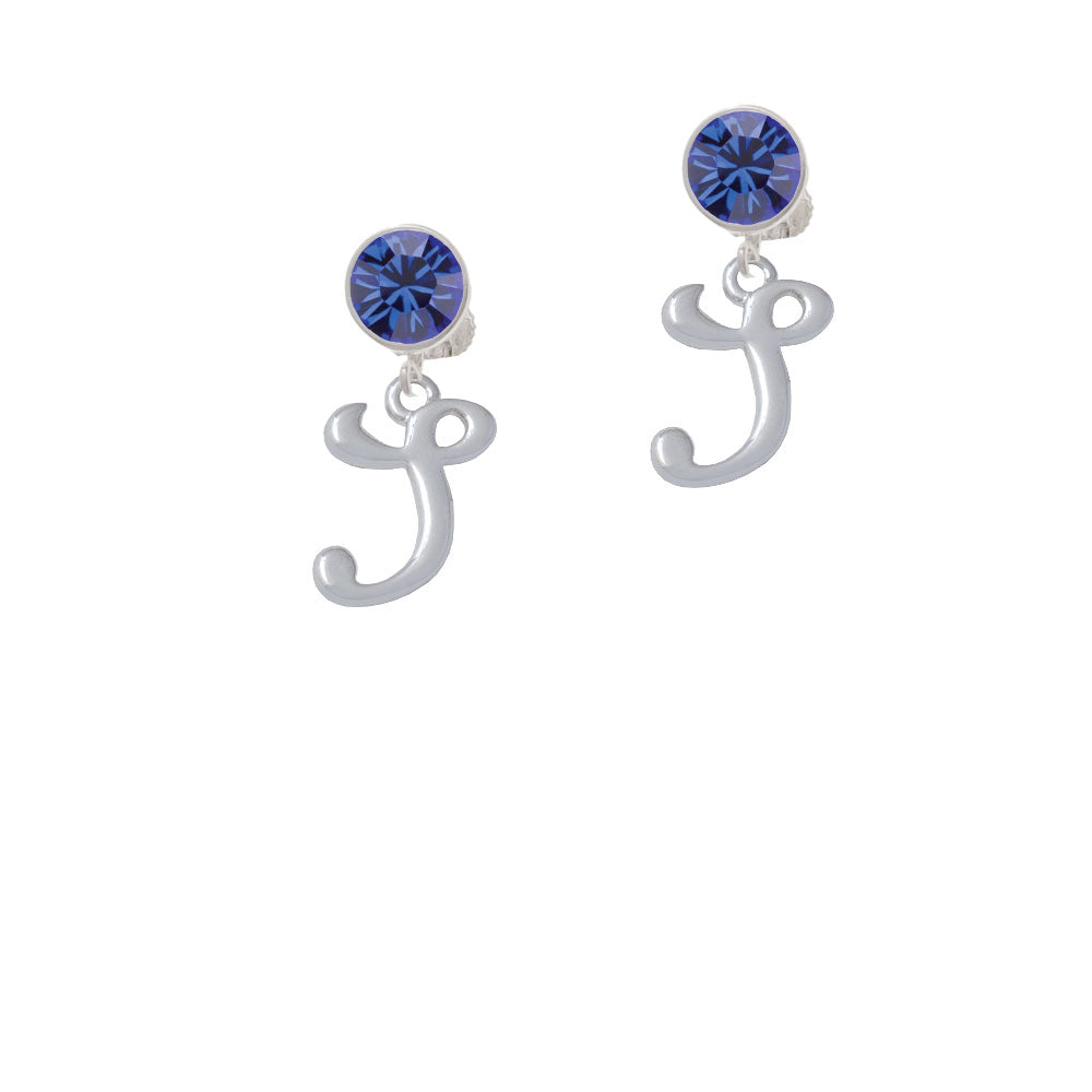 Small Gelato Script Initial - S - Crystal Clip On Earrings Image 7