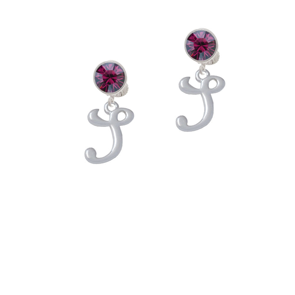 Small Gelato Script Initial - S - Crystal Clip On Earrings Image 8