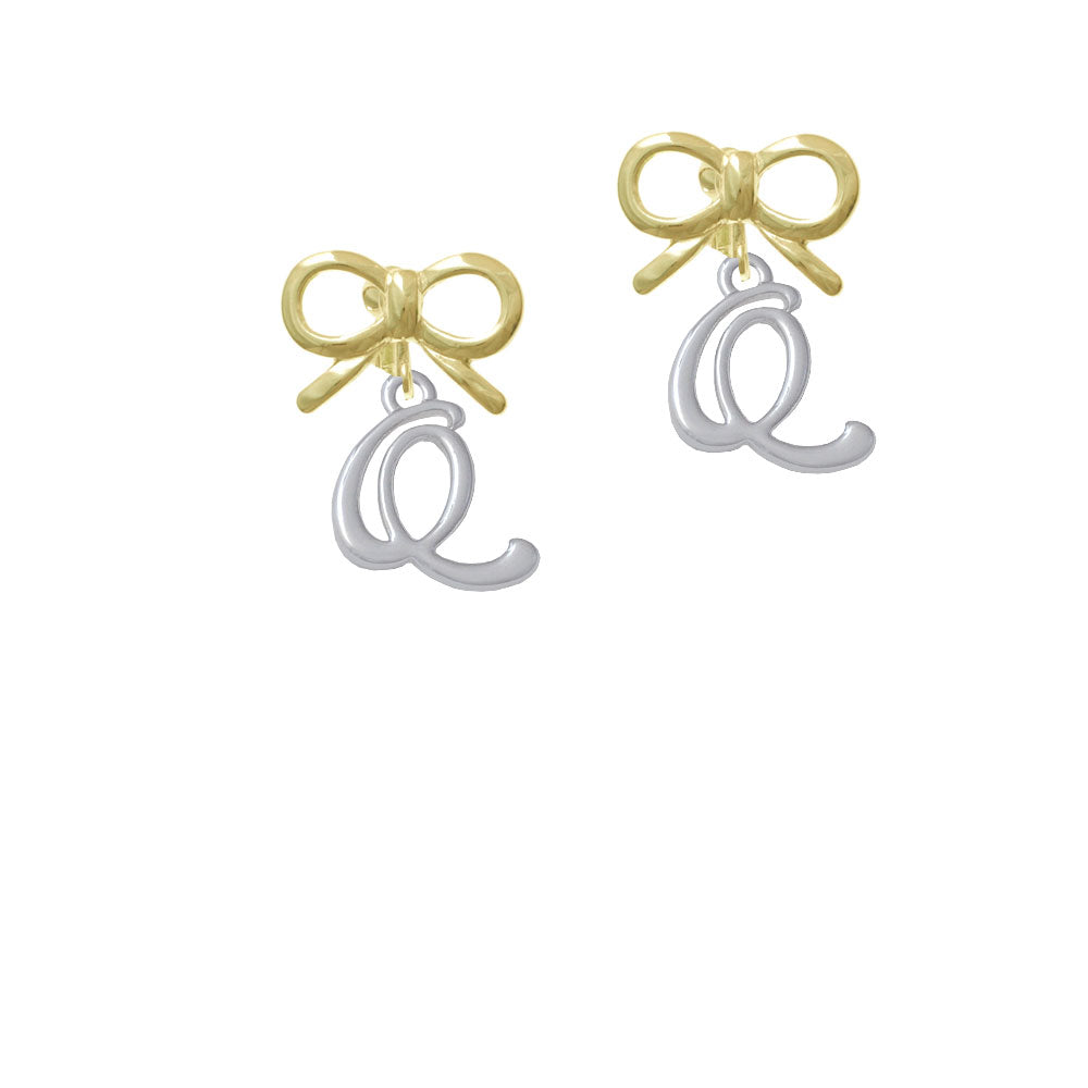 Small Gelato Script Initial - Q - Crystal Clip On Earrings Image 10