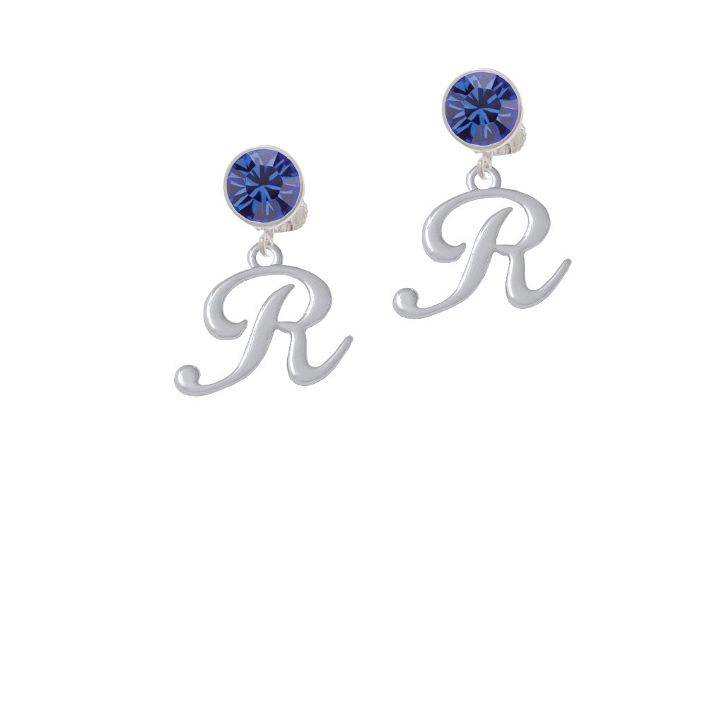 Small Gelato Script Initial - R - Crystal Clip On Earrings Image 7