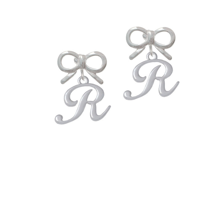 Small Gelato Script Initial - R - Crystal Clip On Earrings Image 9