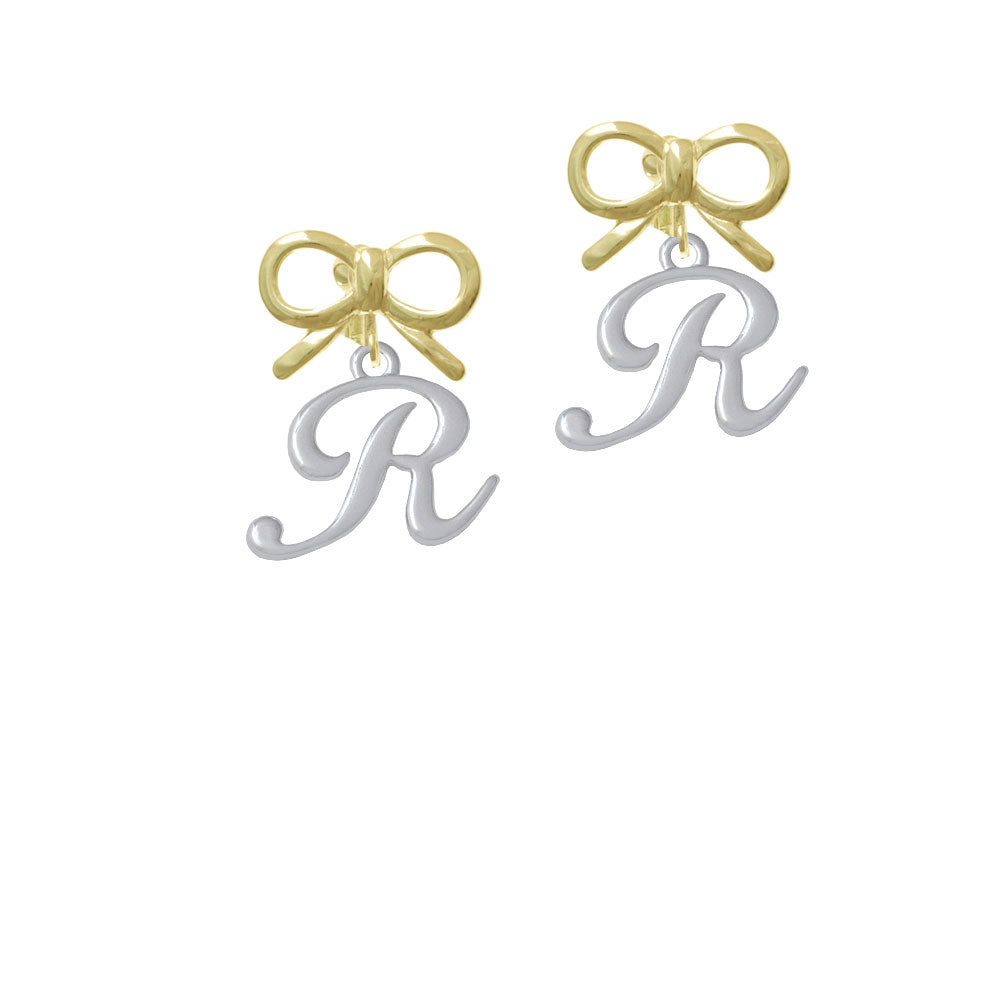 Small Gelato Script Initial - R - Crystal Clip On Earrings Image 10