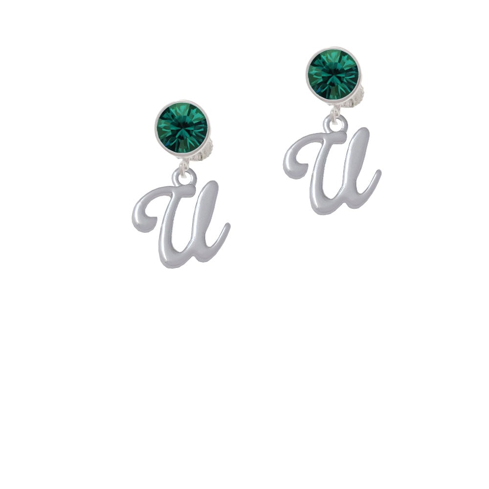 Small Gelato Script Initial - U - Crystal Clip On Earrings Image 6