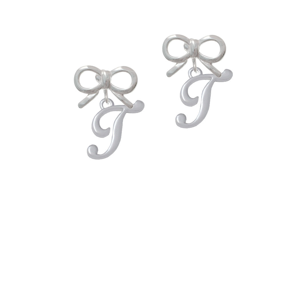 Small Gelato Script Initial - T - Crystal Clip On Earrings Image 9