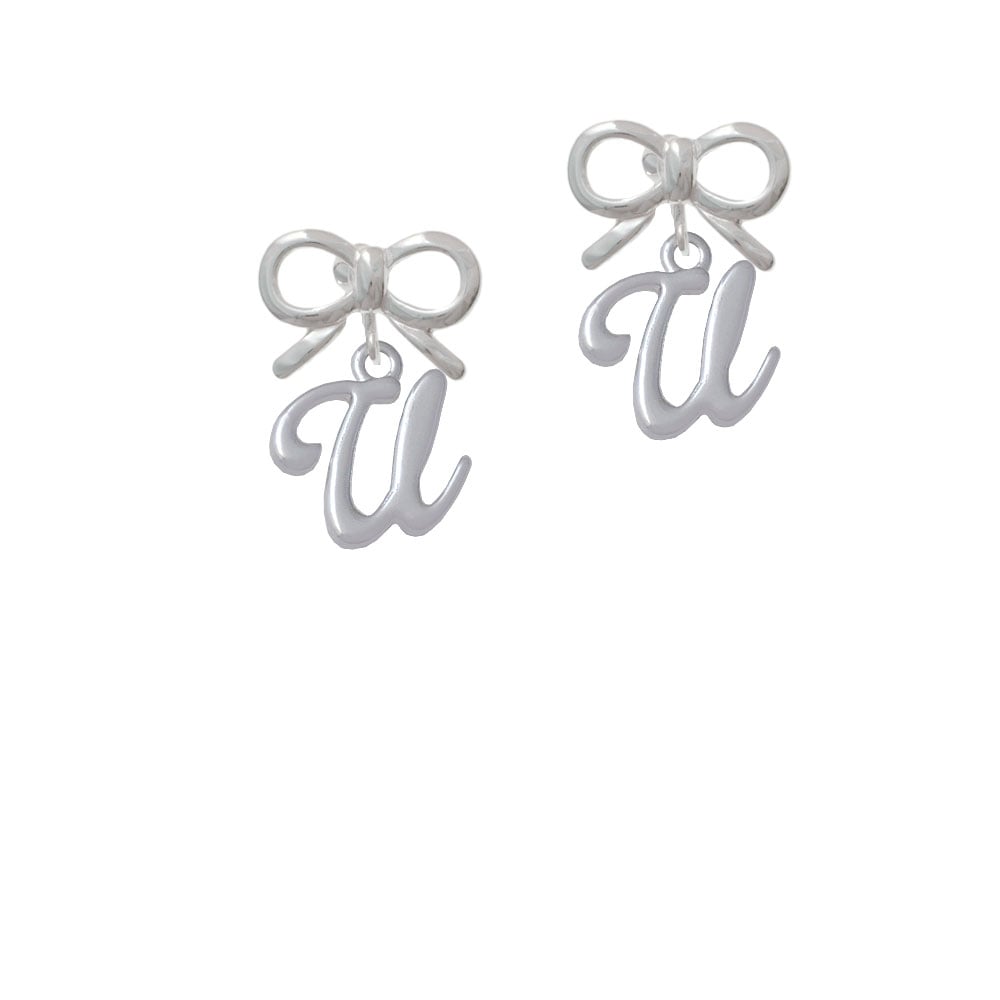 Small Gelato Script Initial - U - Crystal Clip On Earrings Image 9