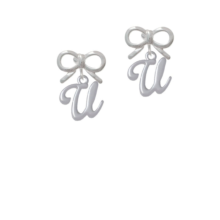 Small Gelato Script Initial - U - Crystal Clip On Earrings Image 9