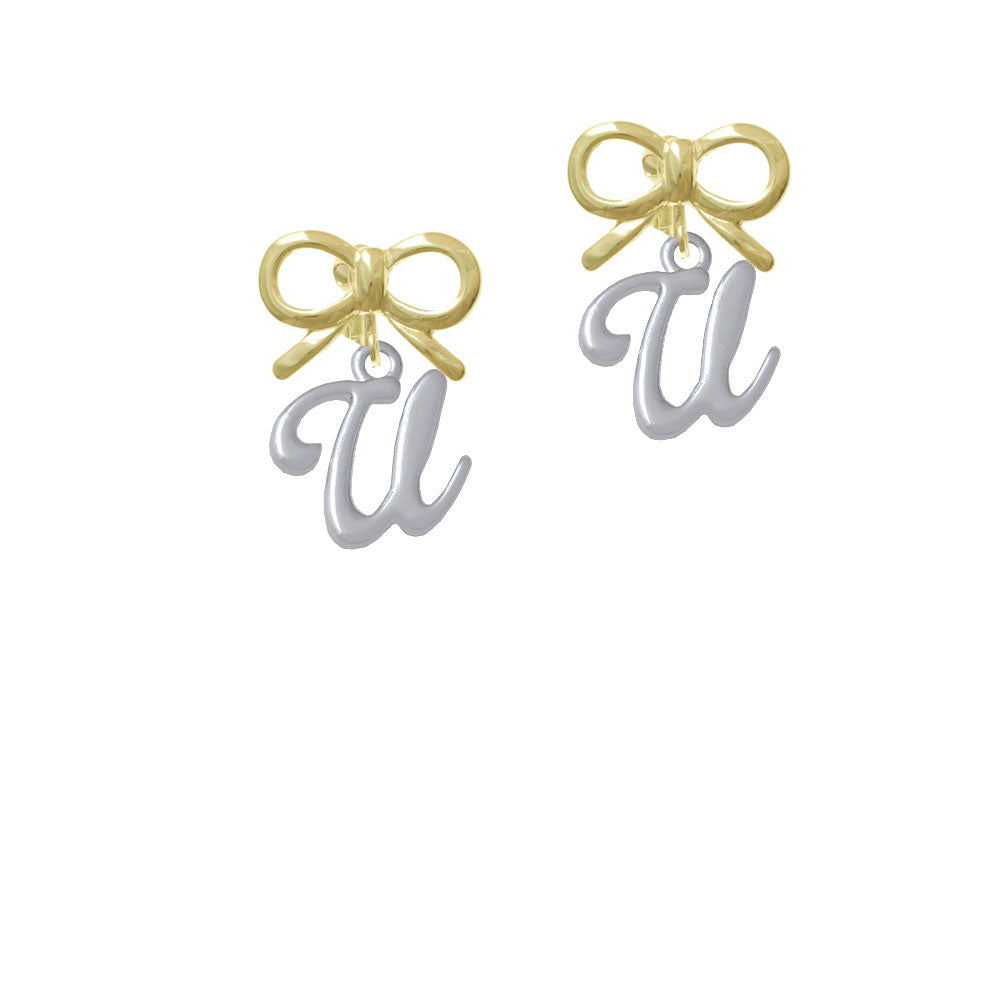 Small Gelato Script Initial - U - Crystal Clip On Earrings Image 10