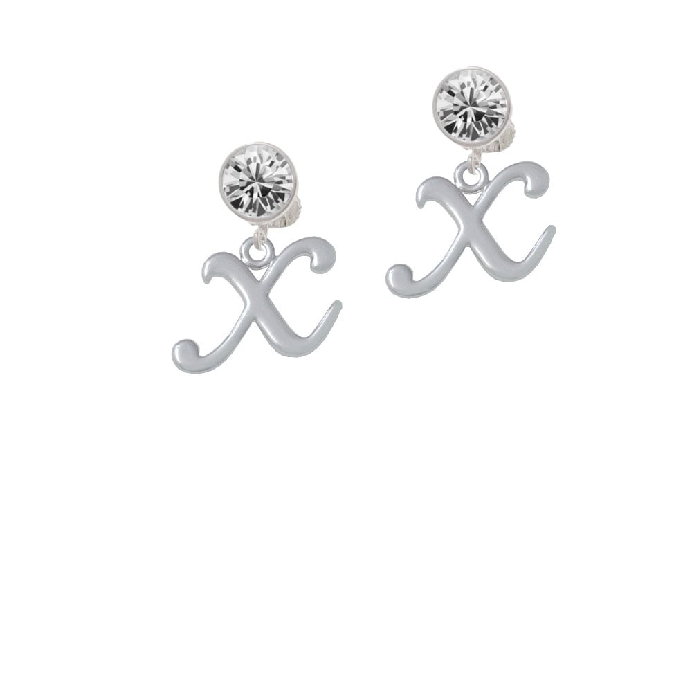 Small Gelato Script Initial - X - Crystal Clip On Earrings Image 1