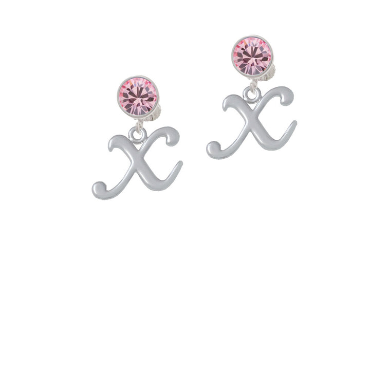 Small Gelato Script Initial - X - Crystal Clip On Earrings Image 4