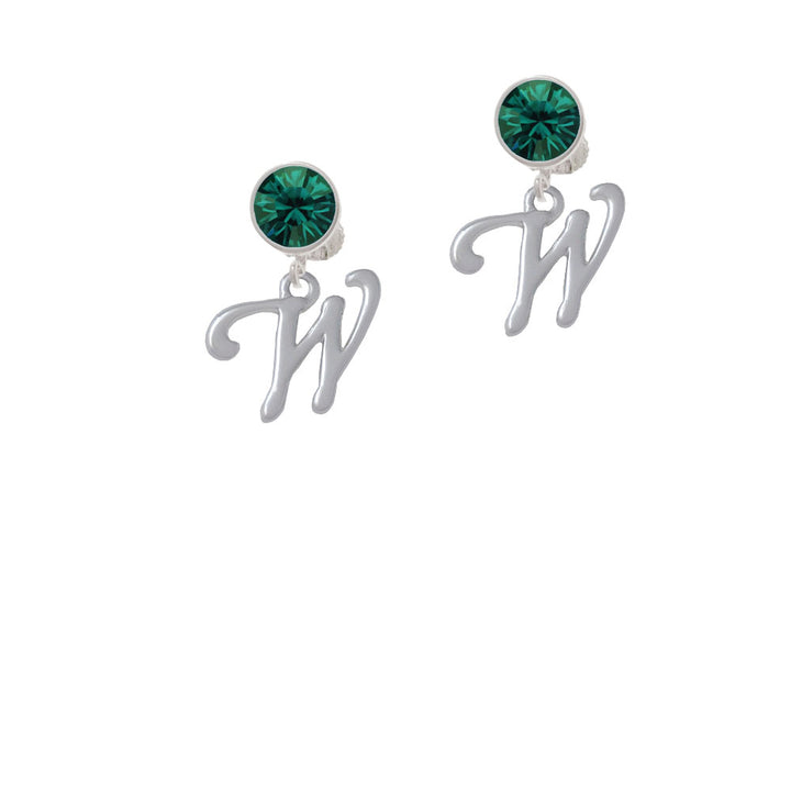 Small Gelato Script Initial - W - Crystal Clip On Earrings Image 6