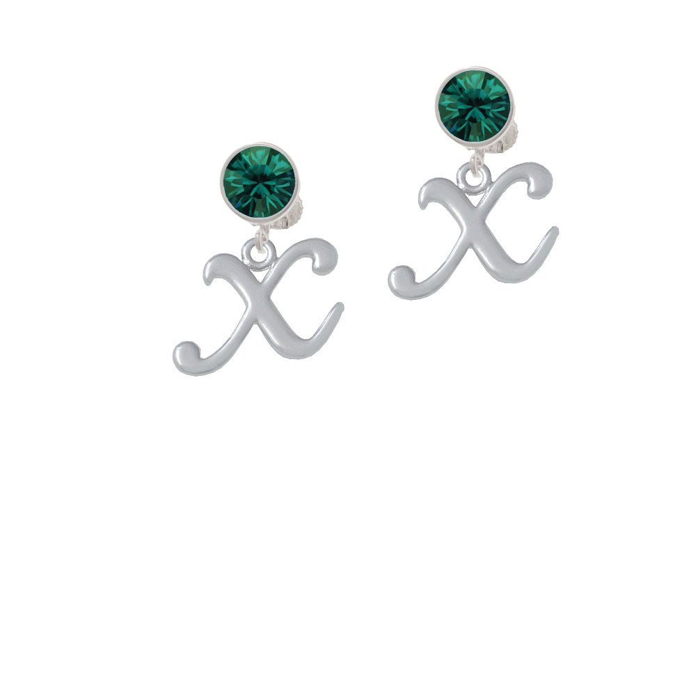 Small Gelato Script Initial - X - Crystal Clip On Earrings Image 6