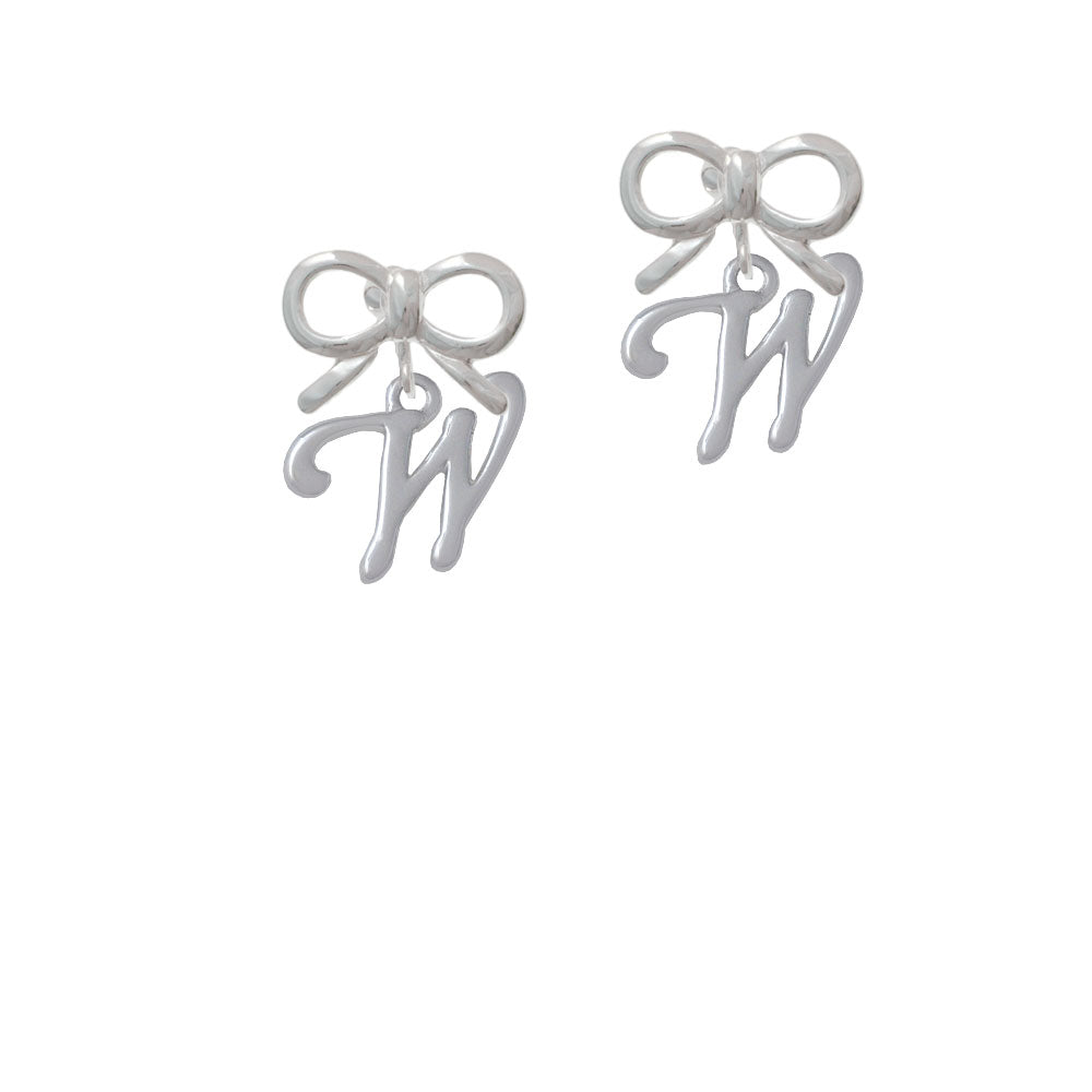 Small Gelato Script Initial - W - Crystal Clip On Earrings Image 9