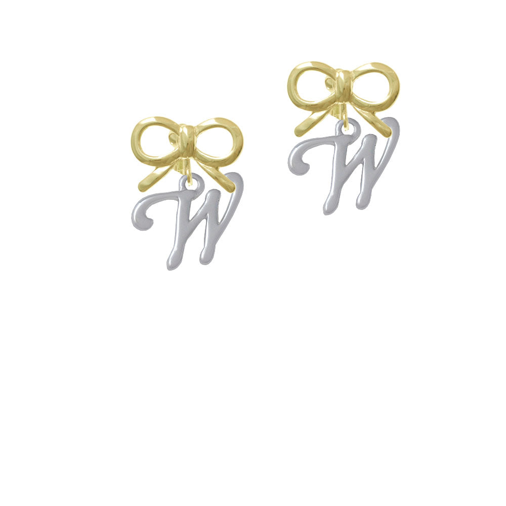 Small Gelato Script Initial - W - Crystal Clip On Earrings Image 10