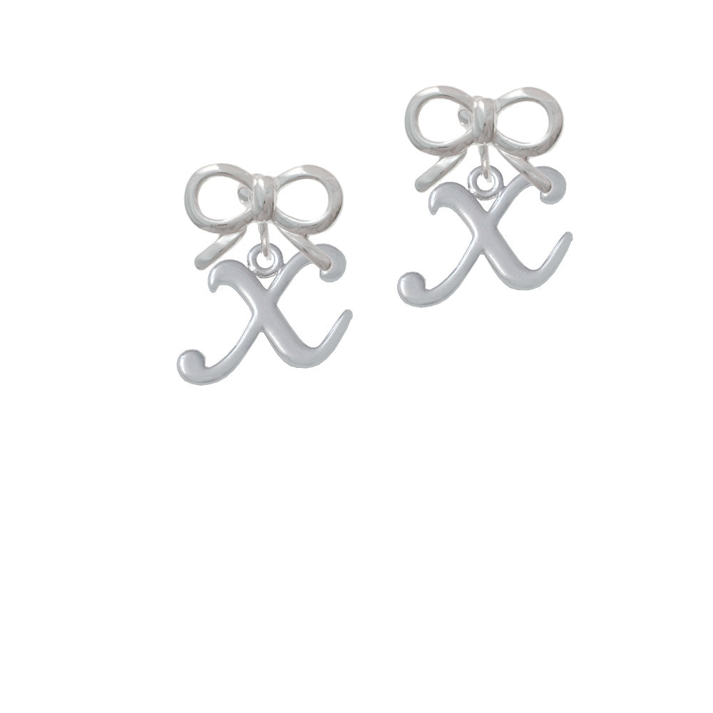 Small Gelato Script Initial - X - Crystal Clip On Earrings Image 9