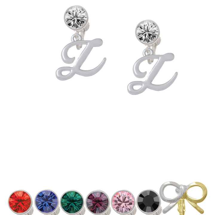 Small Gelato Script Initial - Z - Crystal Clip On Earrings Image 1