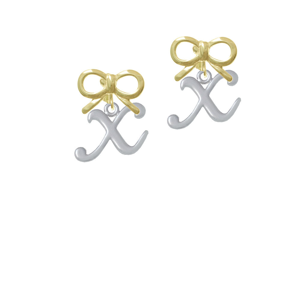 Small Gelato Script Initial - X - Crystal Clip On Earrings Image 10