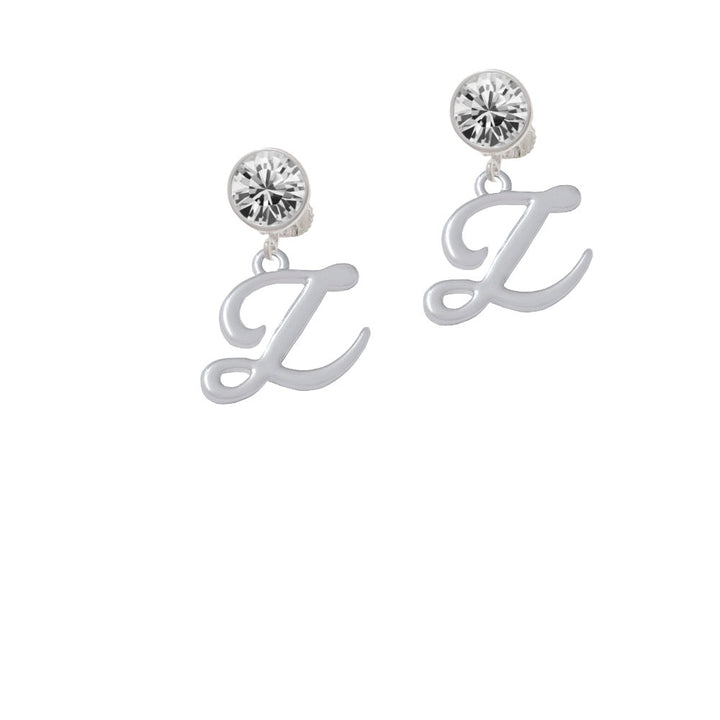 Small Gelato Script Initial - Z - Crystal Clip On Earrings Image 2