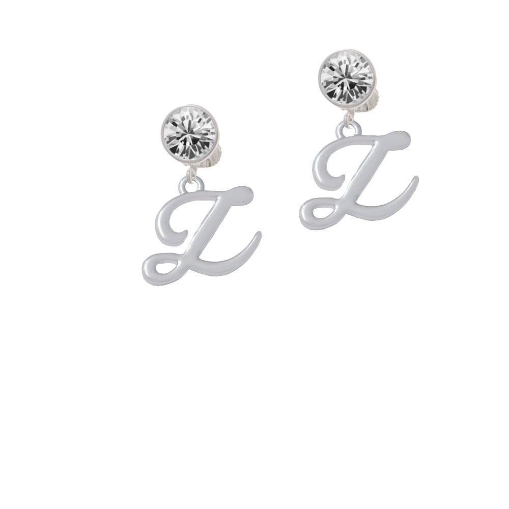 Small Gelato Script Initial - Z - Crystal Clip On Earrings Image 1