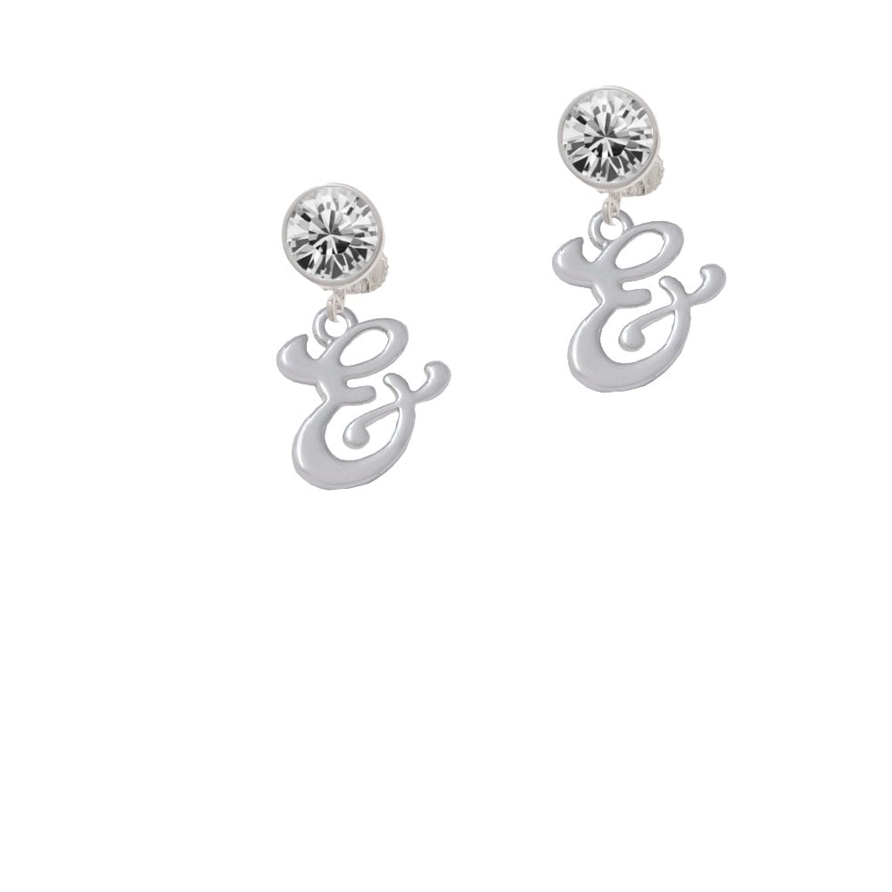 Small Gelato Script Initial - and - Crystal Clip On Earrings Image 1