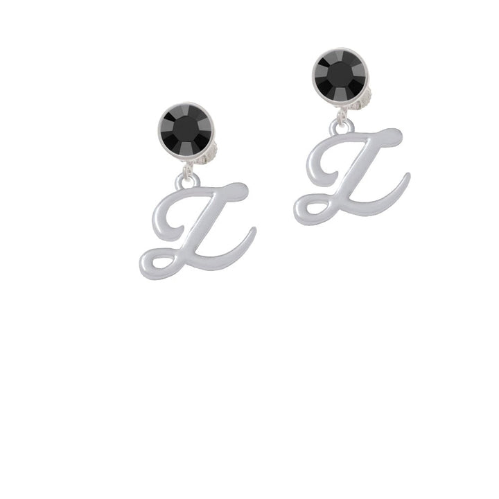 Small Gelato Script Initial - Z - Crystal Clip On Earrings Image 3