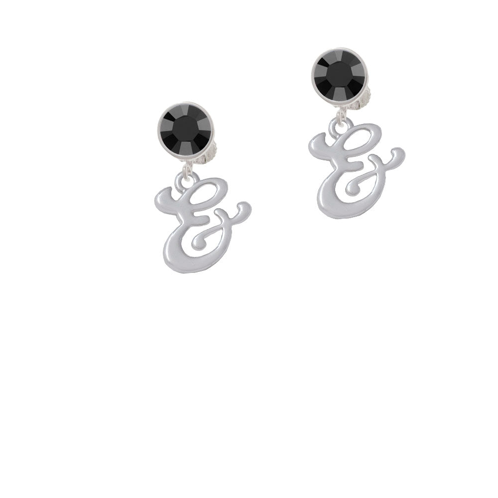 Small Gelato Script Initial - and - Crystal Clip On Earrings Image 3