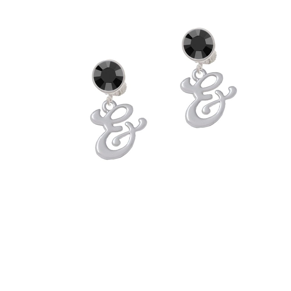 Small Gelato Script Initial - and - Crystal Clip On Earrings Image 1