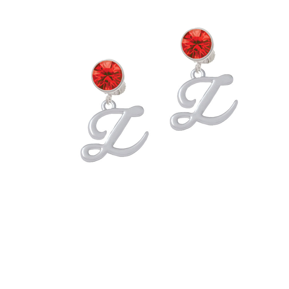 Small Gelato Script Initial - Z - Crystal Clip On Earrings Image 4