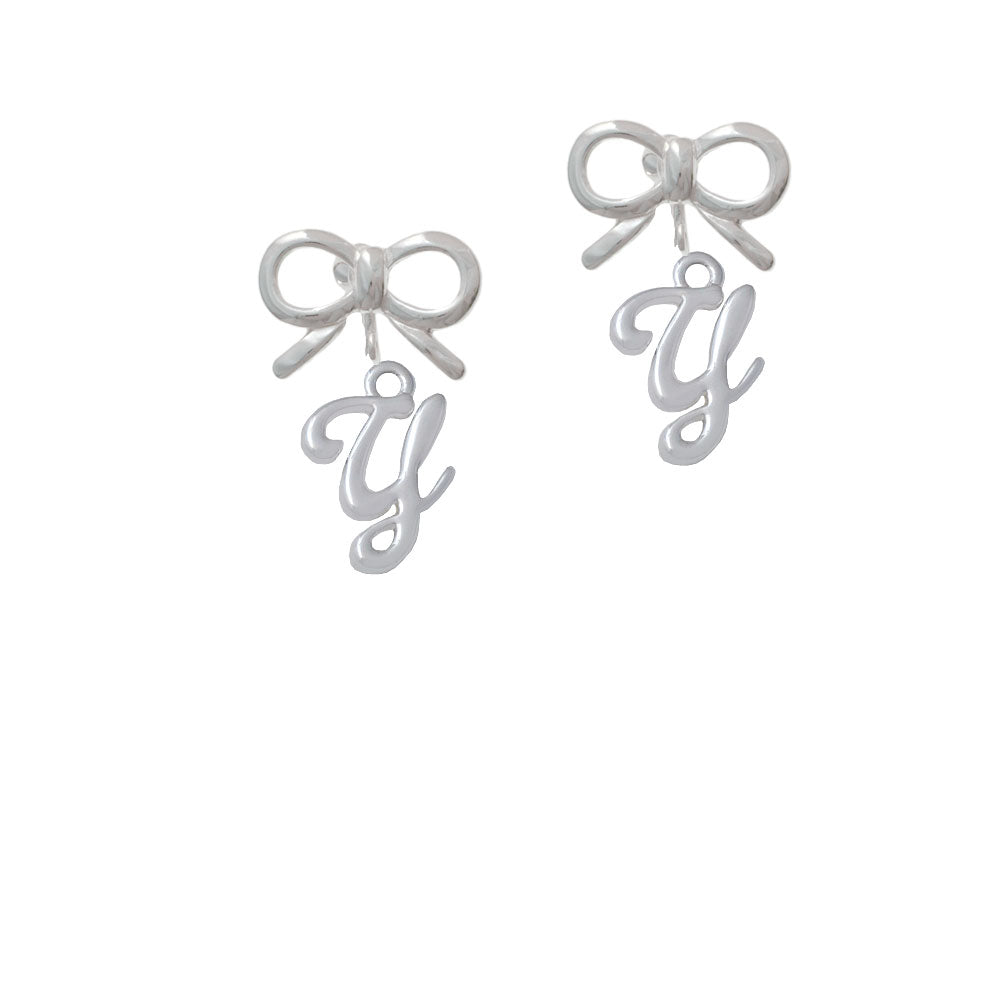 Small Gelato Script Initial - Y - Crystal Clip On Earrings Image 9