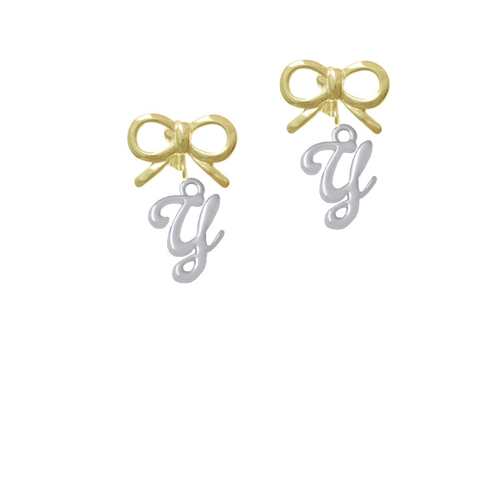 Small Gelato Script Initial - Y - Crystal Clip On Earrings Image 10