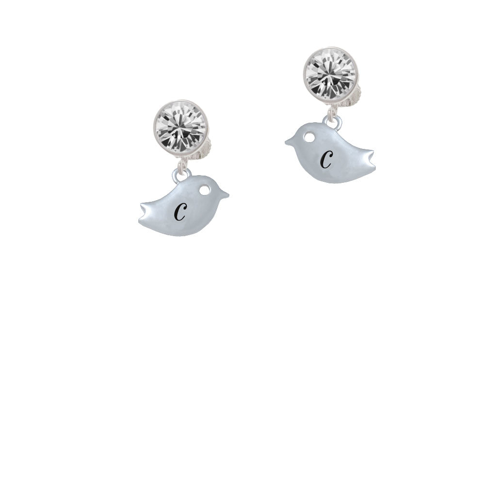 Little Bird Initial - C - Crystal Clip On Earrings Image 2