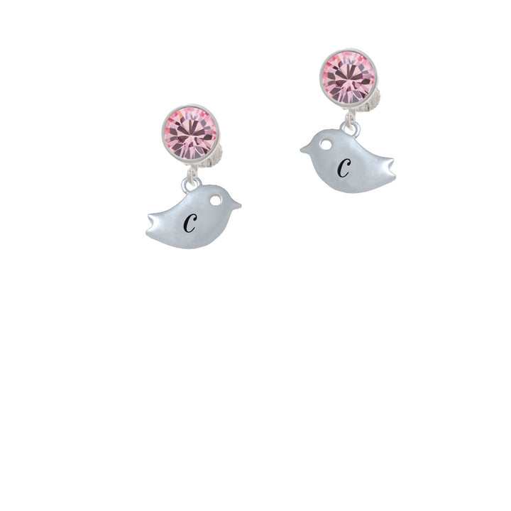 Little Bird Initial - C - Crystal Clip On Earrings Image 4