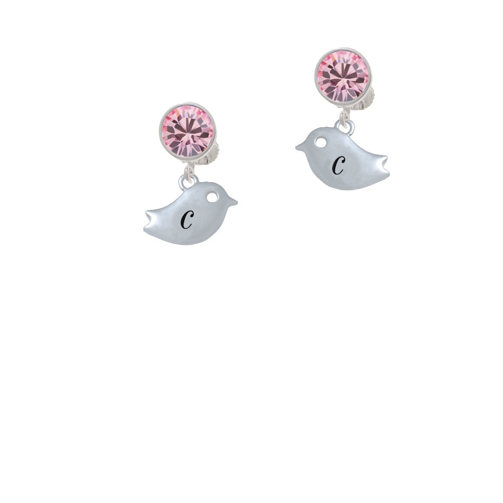 Little Bird Initial - C - Crystal Clip On Earrings Image 1