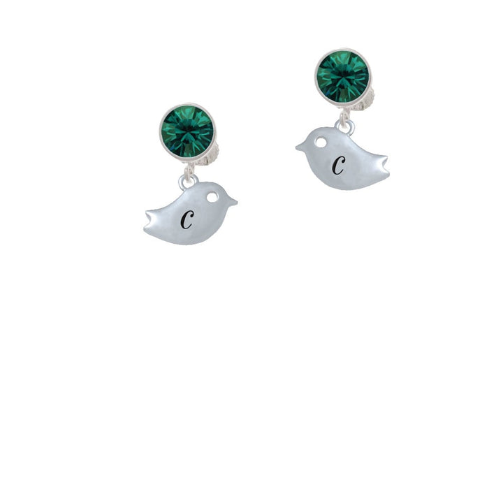 Little Bird Initial - C - Crystal Clip On Earrings Image 6