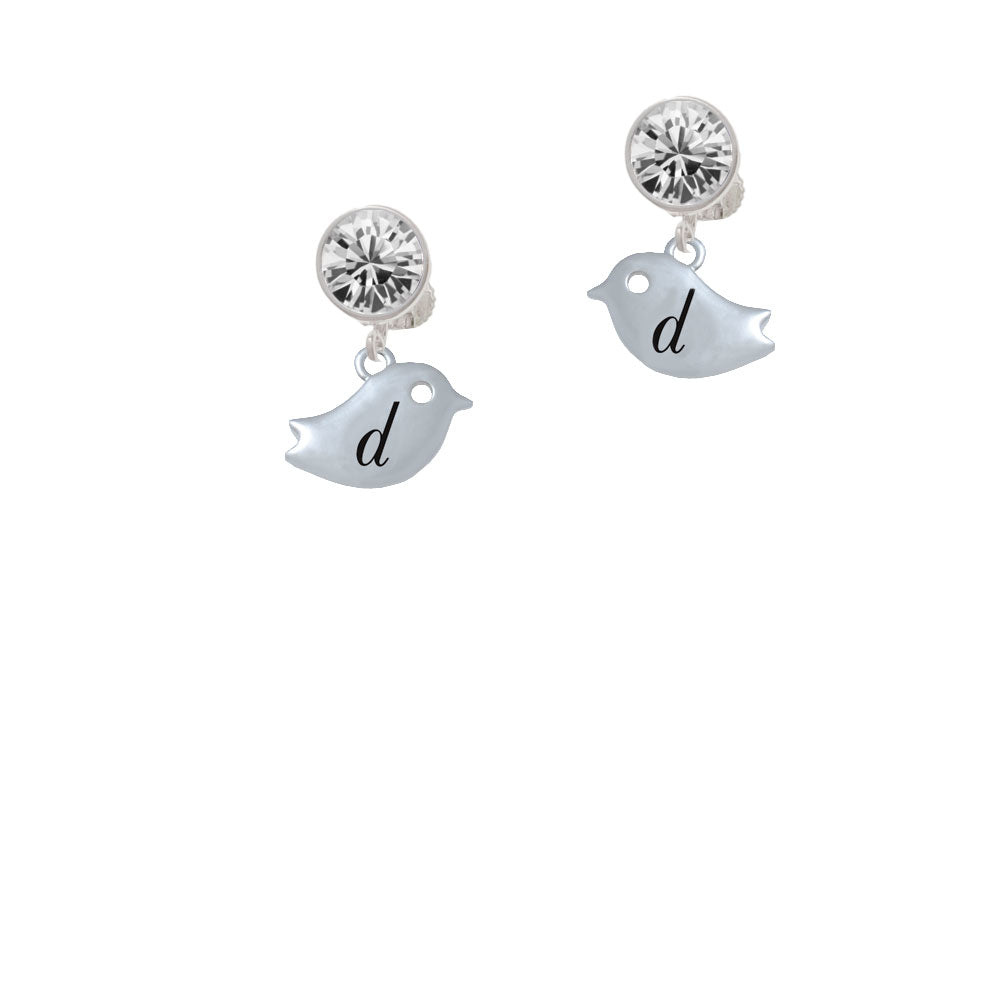 Little Bird Initial - D - Crystal Clip On Earrings Image 2