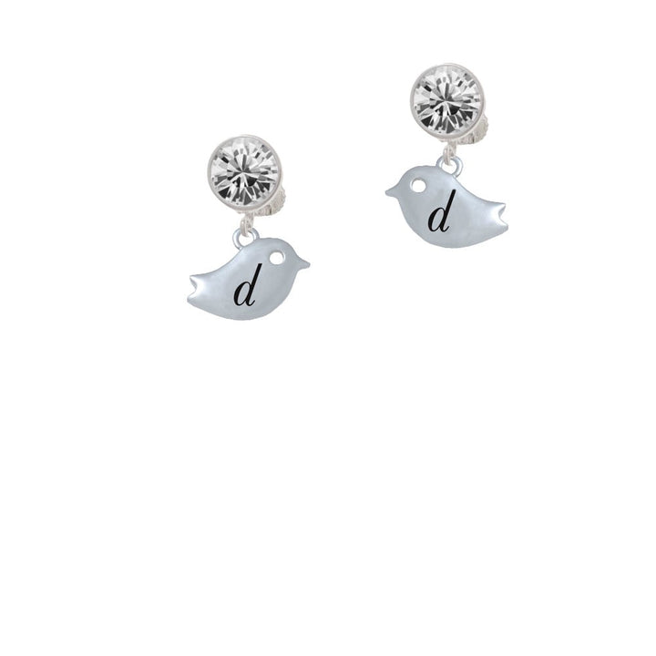 Little Bird Initial - D - Crystal Clip On Earrings Image 1