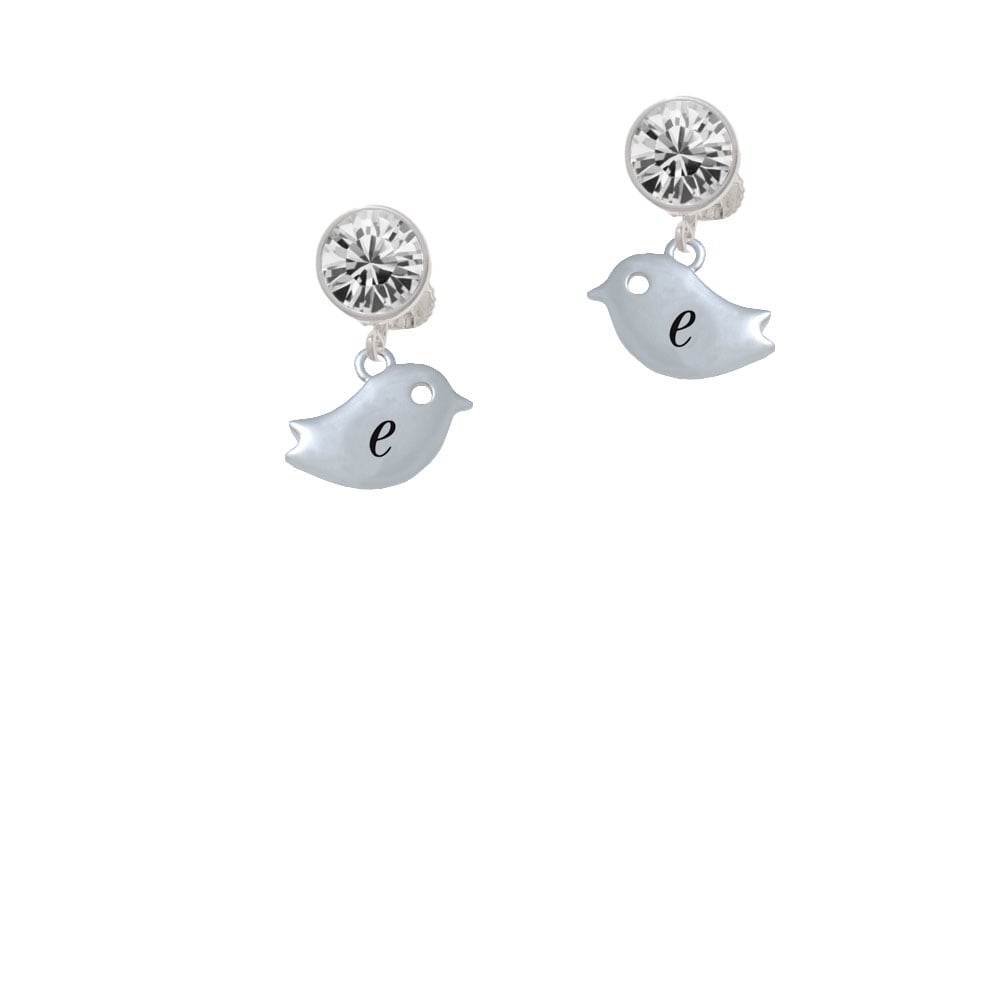 Little Bird Initial - E - Crystal Clip On Earrings Image 1