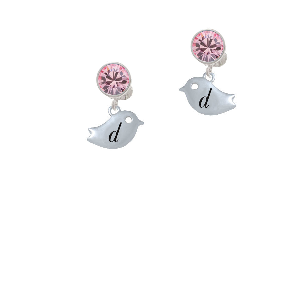 Little Bird Initial - D - Crystal Clip On Earrings Image 4