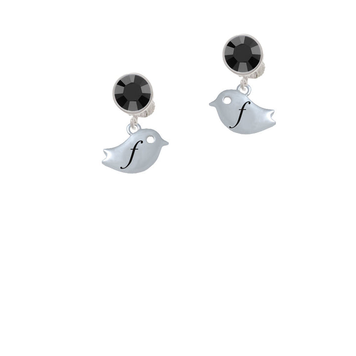 Little Bird Initial - F - Crystal Clip On Earrings Image 3