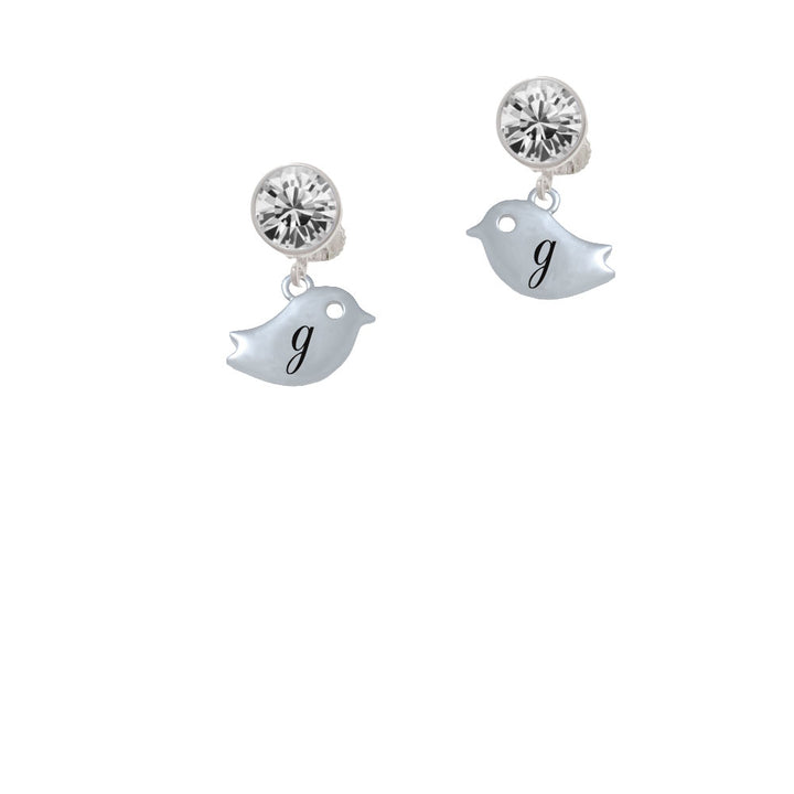 Little Bird Initial - G - Crystal Clip On Earrings Image 2