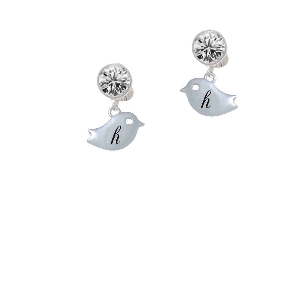 Little Bird Initial - H - Crystal Clip On Earrings Image 2