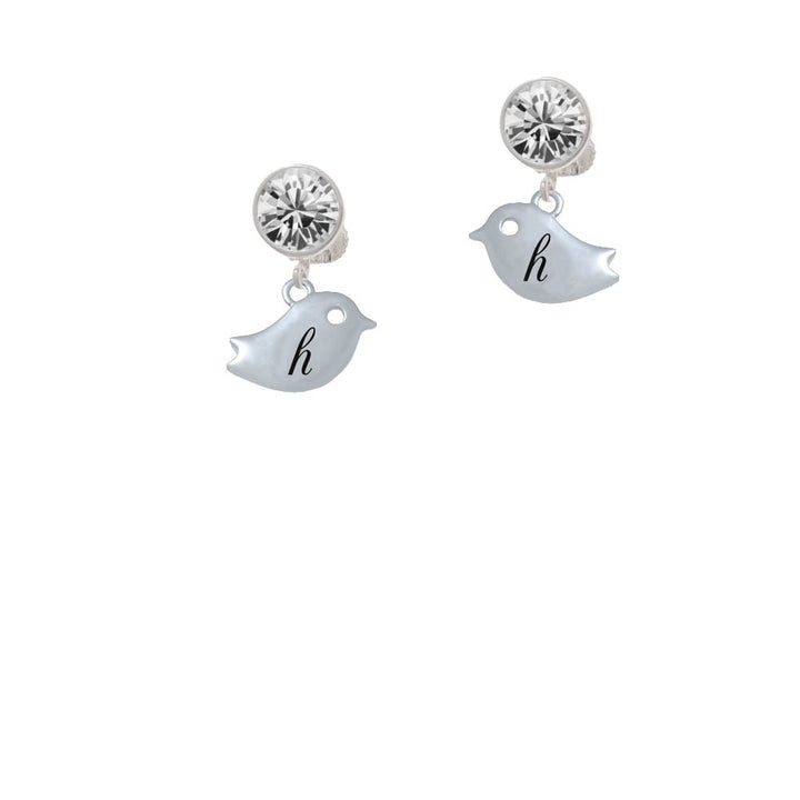 Little Bird Initial - H - Crystal Clip On Earrings Image 1