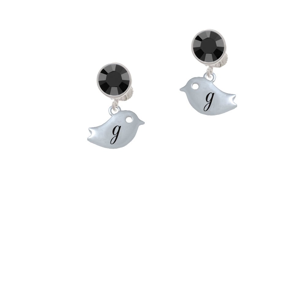 Little Bird Initial - G - Crystal Clip On Earrings Image 3