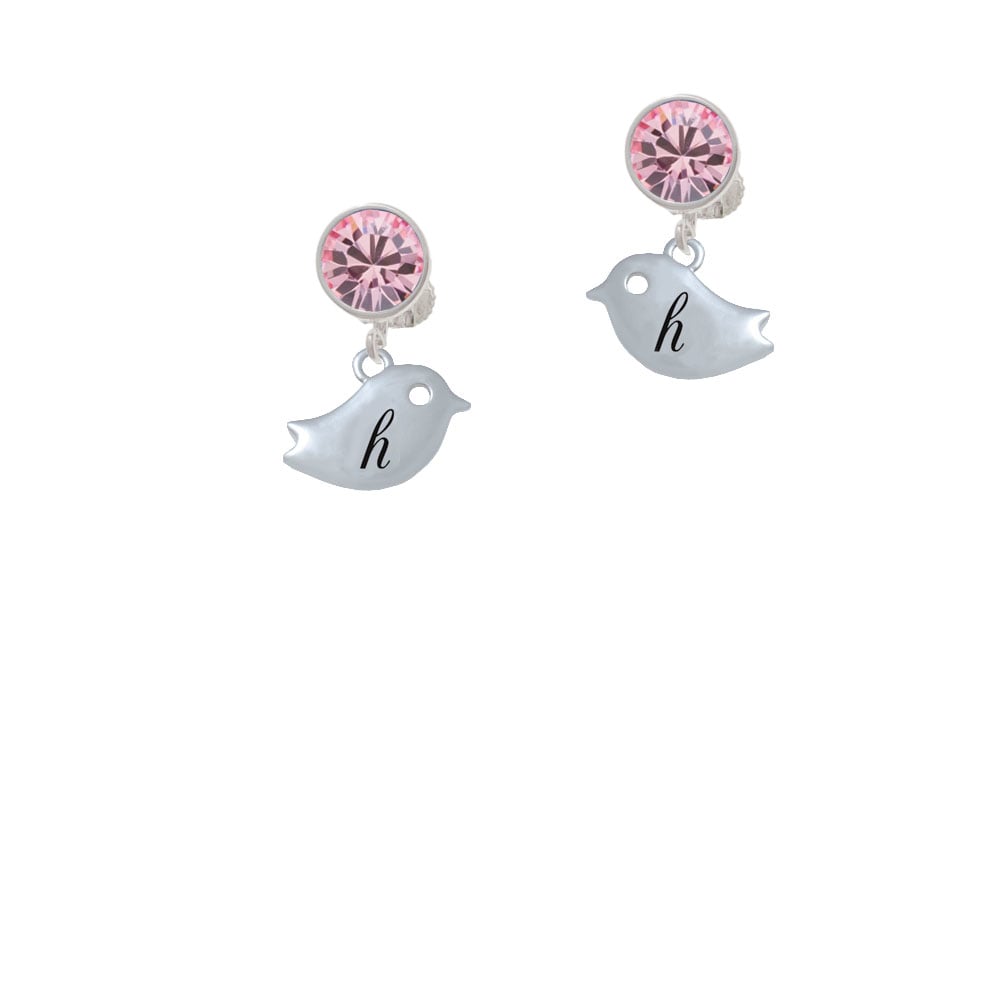 Little Bird Initial - H - Crystal Clip On Earrings Image 1