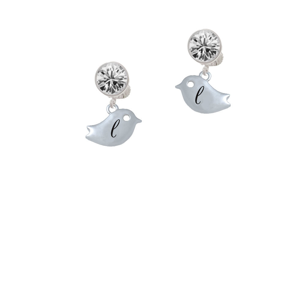 Little Bird Initial - L - Crystal Clip On Earrings Image 2