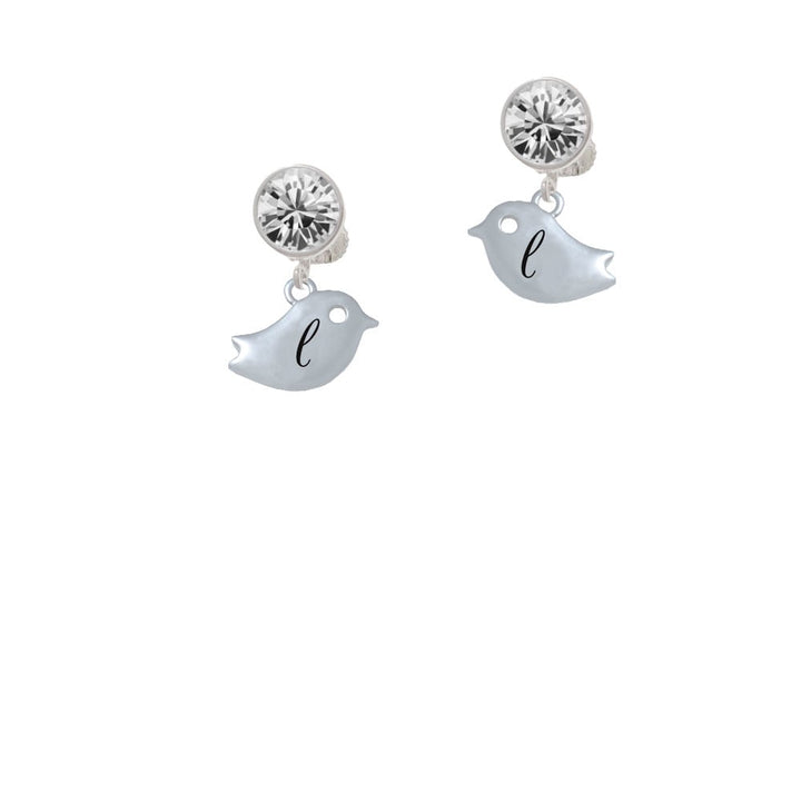 Little Bird Initial - L - Crystal Clip On Earrings Image 1