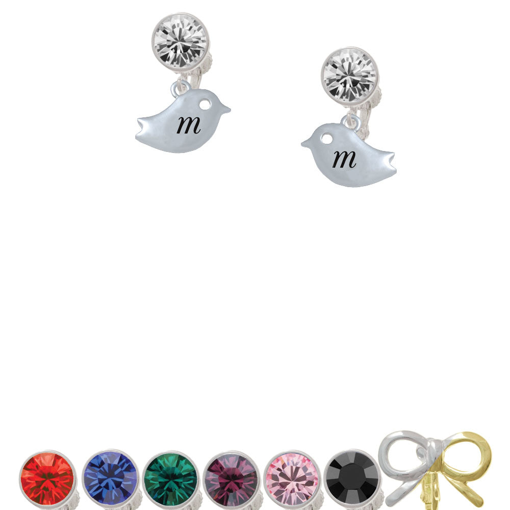 Little Bird Initial - M - Crystal Clip On Earrings Image 1