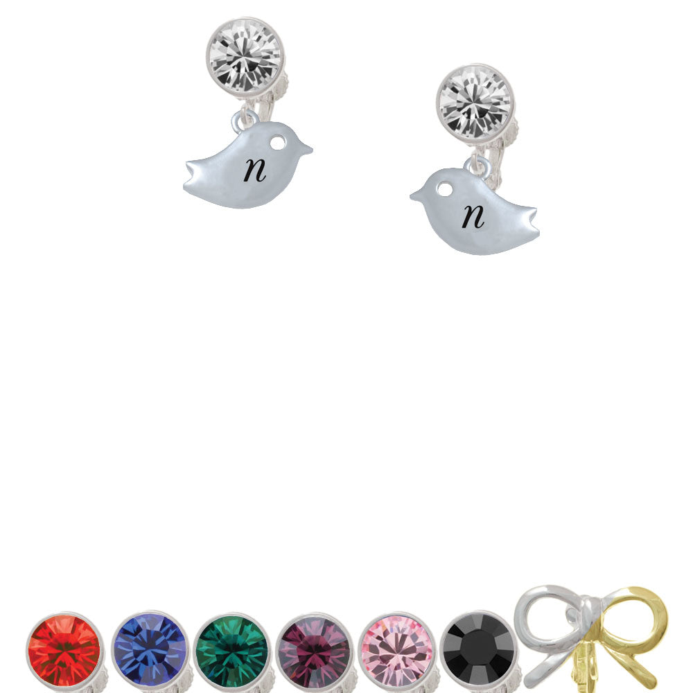 Little Bird Initial - N - Crystal Clip On Earrings Image 1